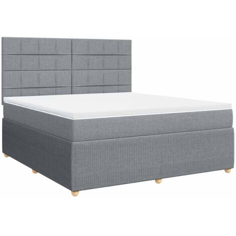 vidaXL Giroletto a Molle con Materasso Grigio Chiaro180x200 cm Tessuto