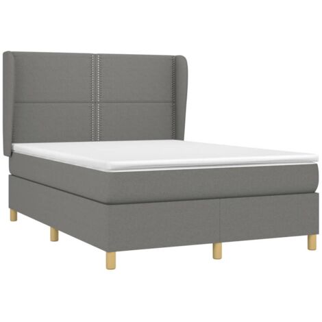 vidaXL Giroletto a Molle con Materasso Grigio Scuro 140x190 cm Tessuto