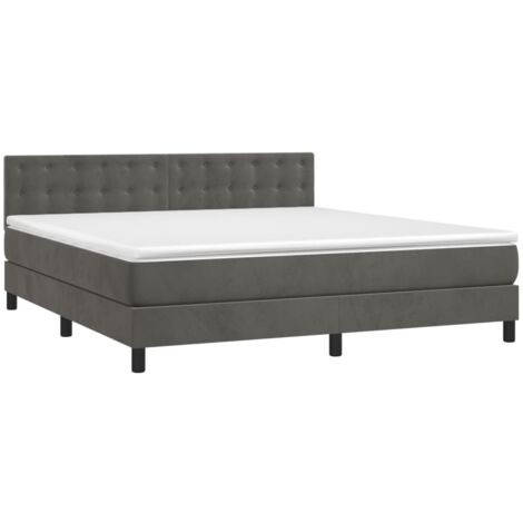 vidaXL Giroletto a Molle con Materasso Grigio Scuro 160x200 cm Velluto