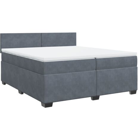 vidaXL Giroletto a Molle con Materasso Grigio Scuro 200x200 cm Velluto