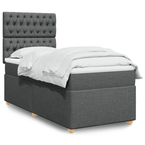 vidaXL Giroletto a Molle con Materasso Grigio Scuro 90x190 cm Tessuto