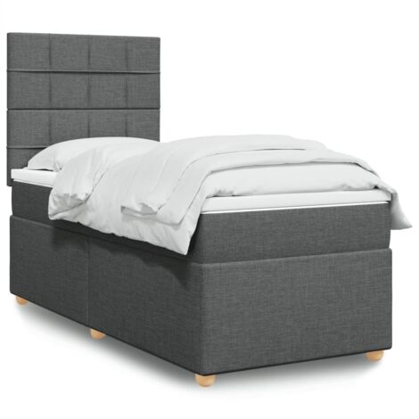 vidaXL Giroletto a Molle con Materasso Grigio Scuro 90x200 cm Tessuto