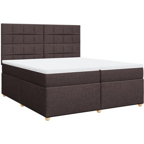 vidaXL Giroletto a Molle con Materasso Marrone Scuro 200x200cm Tessuto