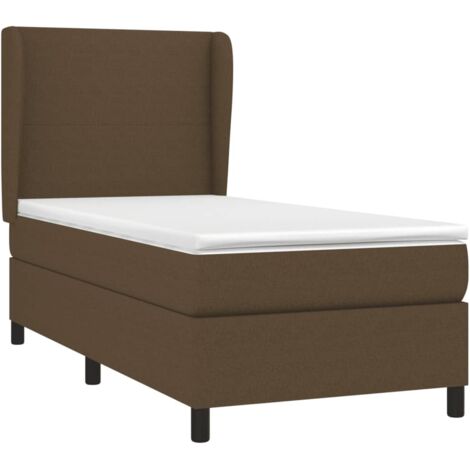 vidaXL Giroletto a Molle con Materasso Marrone Scuro 80x200 cm Tessuto