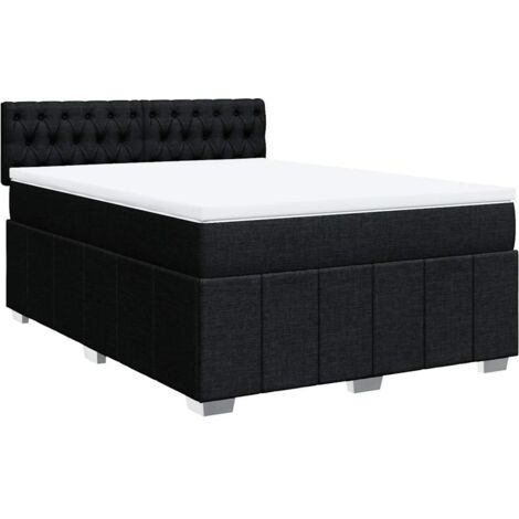 vidaXL Giroletto a Molle con Materasso Nero 140x200 cm in Tessuto