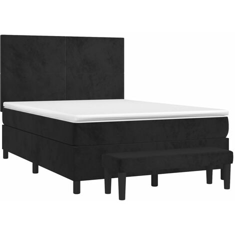 vidaXL Giroletto a Molle con Materasso Nero 140x200 cm in Velluto