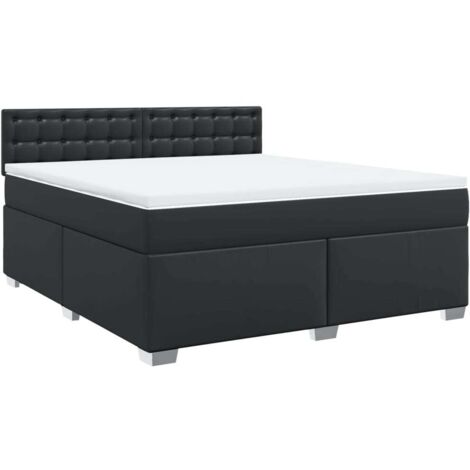 vidaXL Giroletto a Molle con Materasso Nero 180x200 cm in Similpelle
