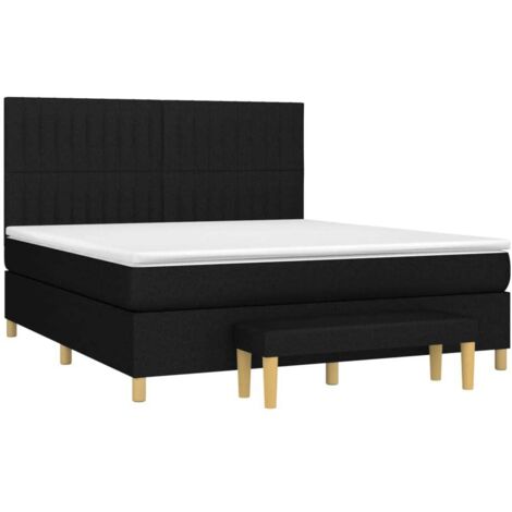 vidaXL Giroletto a Molle con Materasso Nero 180x200 cm in Tessuto