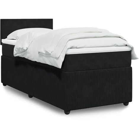 vidaXL Giroletto a Molle con Materasso Nero 80x200 cm in Velluto
