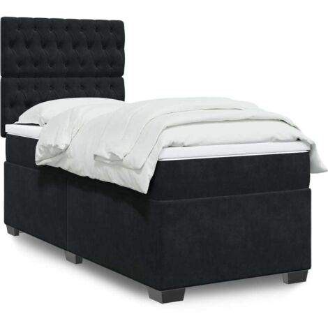 vidaXL Giroletto a Molle con Materasso Nero 80x200 cm in Velluto