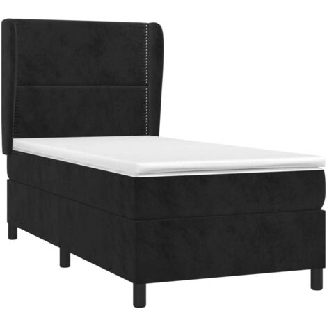 vidaXL Giroletto a Molle con Materasso Nero 80x200 cm in Velluto