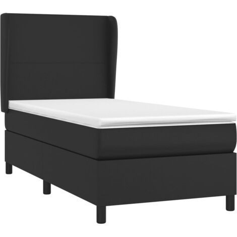 vidaXL Giroletto a Molle con Materasso Nero 90x190 cm in Similpelle