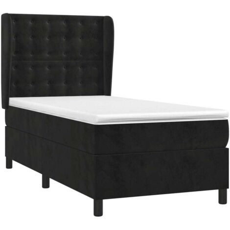 vidaXL Giroletto a Molle con Materasso Nero 90x190 cm in Velluto