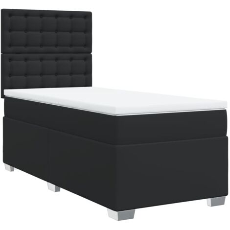 vidaXL Giroletto a Molle con Materasso Nero 90x200 cm in Similpelle