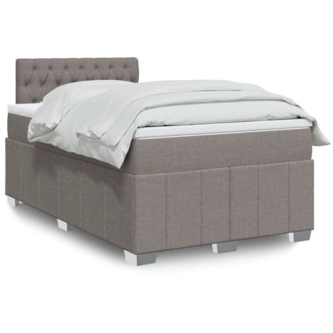 vidaXL Giroletto a Molle con Materasso Tortora 120x190 cm in Tessuto