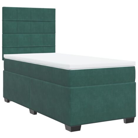 vidaXL Giroletto a Molle con Materasso Verde Scuro 100x200 cm Velluto