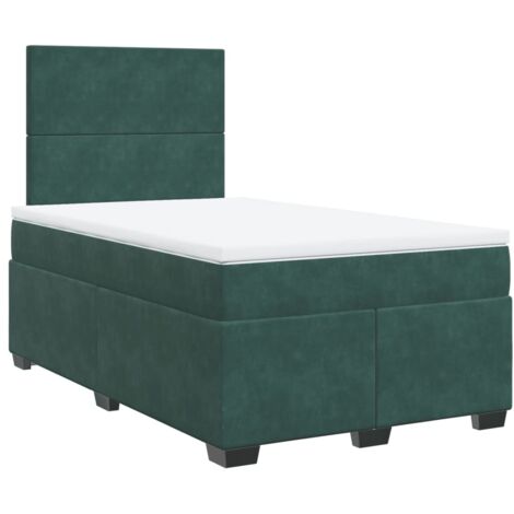 vidaXL Giroletto a Molle con Materasso Verde Scuro 120x190 cm Velluto