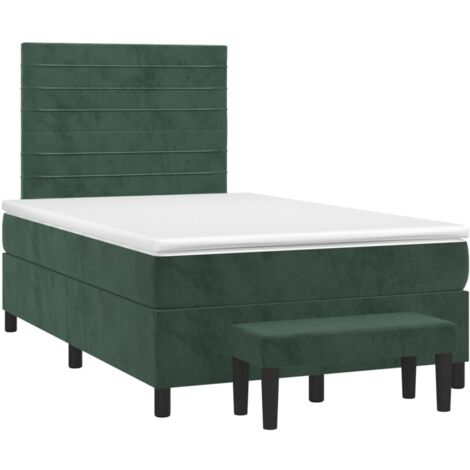 vidaXL Giroletto a Molle con Materasso Verde Scuro 120x200 cm Velluto