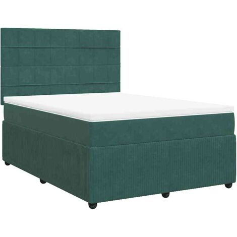 vidaXL Giroletto a Molle con Materasso Verde Scuro 140x190 cm Velluto