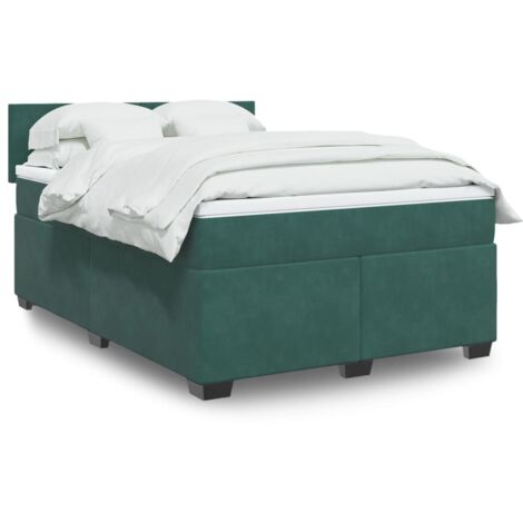 vidaXL Giroletto a Molle con Materasso Verde Scuro 140x190 cm Velluto