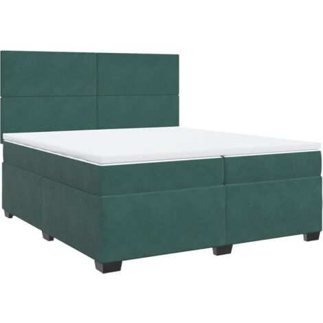 vidaXL Giroletto a Molle con Materasso Verde Scuro 200x200 cm Velluto