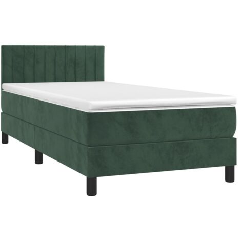 vidaXL Giroletto a Molle con Materasso Verde Scuro 80x200 cm Velluto