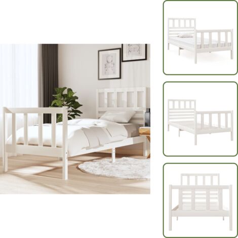 vidaXL Giroletto Bianco 75x190 cm Small Single in Legno Massello