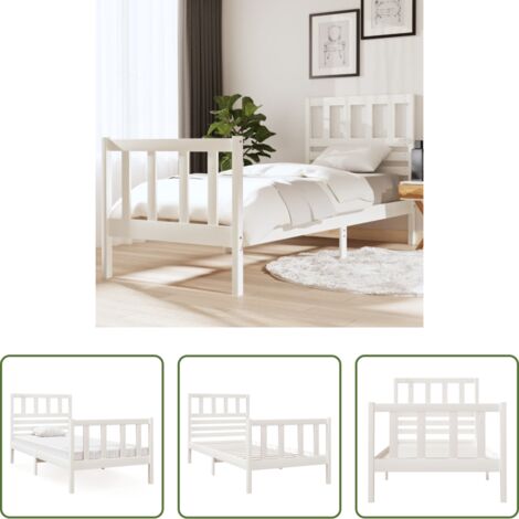 vidaXL Giroletto Bianco 75x190 cm Small Single in Legno Massello