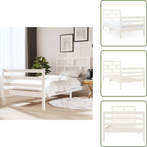 vidaXL Giroletto Bianco 90x190 cm Single in Legno Massello