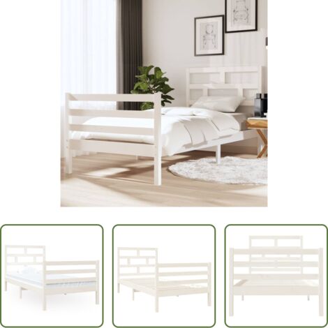 vidaXL Giroletto Bianco 90x190 cm Single in Legno Massello