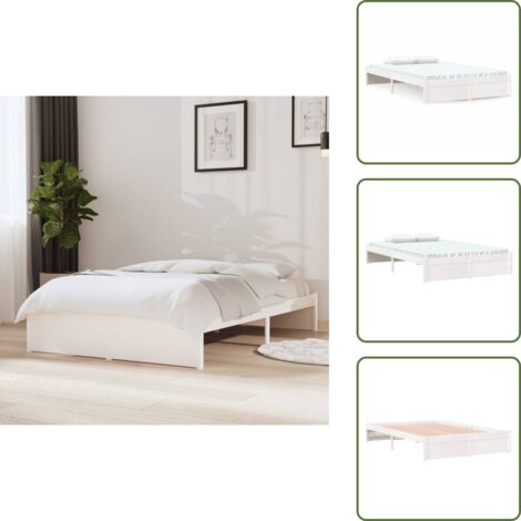 vidaXL Giroletto Bianco in Legno Massello 120x200 cm