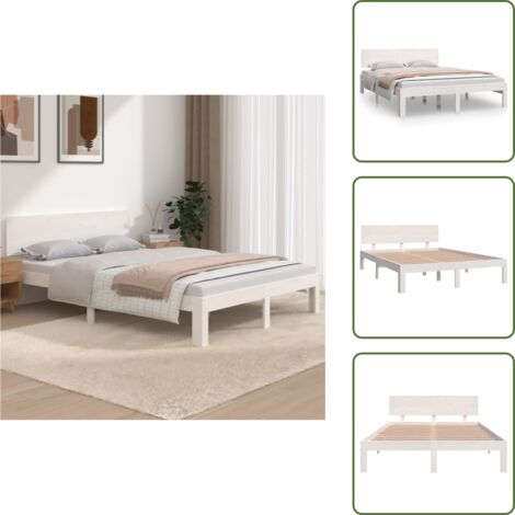 vidaXL Giroletto Bianco in Legno Massello 135x190 cm Double