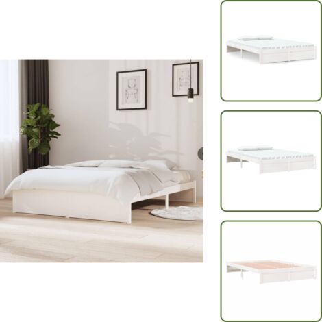 vidaXL Giroletto Bianco in Legno Massello 140x190 cm