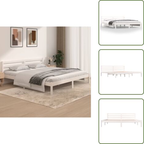 vidaXL Giroletto Bianco in Legno Massello 180x200 cm Super King