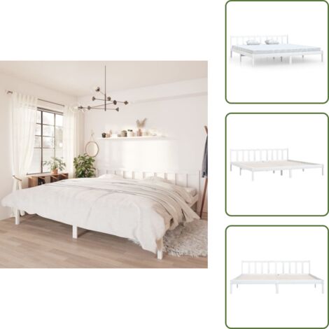 vidaXL Giroletto Bianco in Legno Massello 180x200 cm Super King