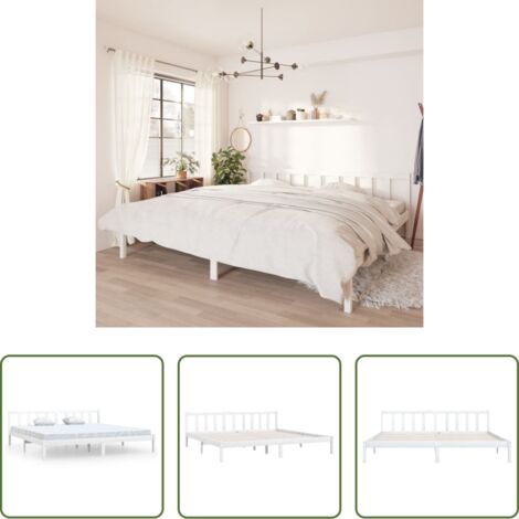 vidaXL Giroletto Bianco in Legno Massello 180x200 cm Super King