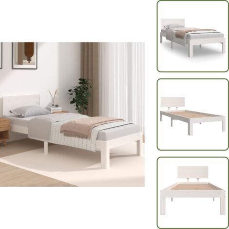 vidaXL Giroletto Bianco in Legno Massello 75x190 cm Small Single