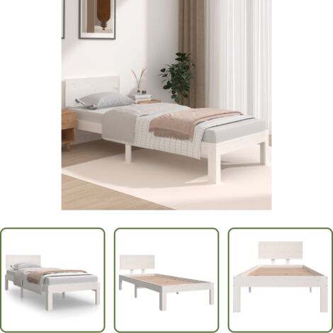 vidaXL Giroletto Bianco in Legno Massello 75x190 cm Small Single