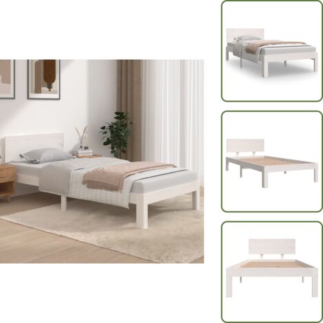 vidaXL Giroletto Bianco in Legno Massello 90x190 cm Single
