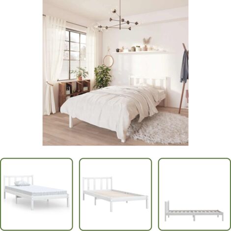 vidaXL Giroletto Bianco in Legno Massello di Pino 100x200 cm