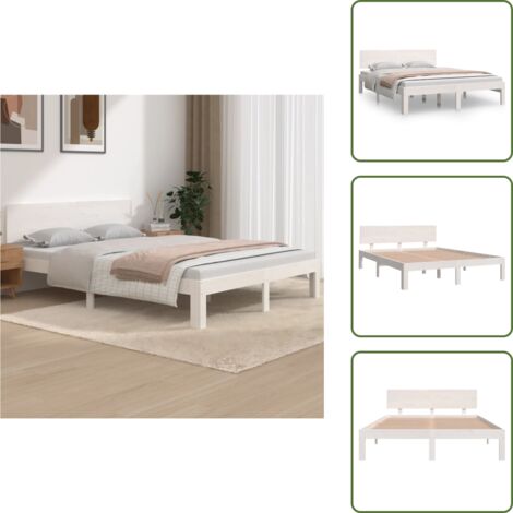 vidaXL Giroletto Bianco in Legno Massello di Pino 140x190 cm