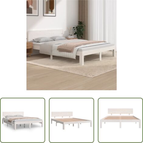 vidaXL Giroletto Bianco in Legno Massello di Pino 140x190 cm
