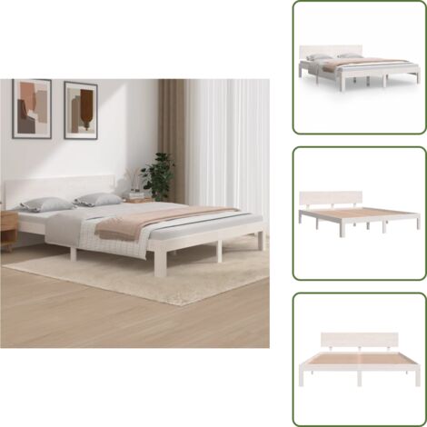 vidaXL Giroletto Bianco in Legno Massello di Pino 160x200 cm