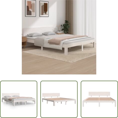 vidaXL Giroletto Bianco in Legno Massello di Pino 160x200 cm