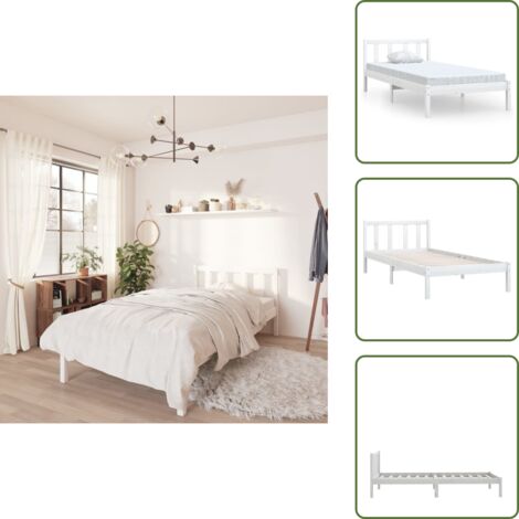 vidaXL Giroletto Bianco in Legno Massello di Pino 90x190 cm Single