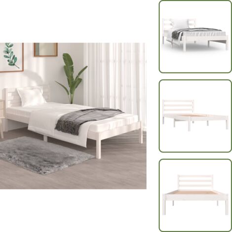 vidaXL Giroletto Bianco in Legno Massello di Pino 90x190 cm Single
