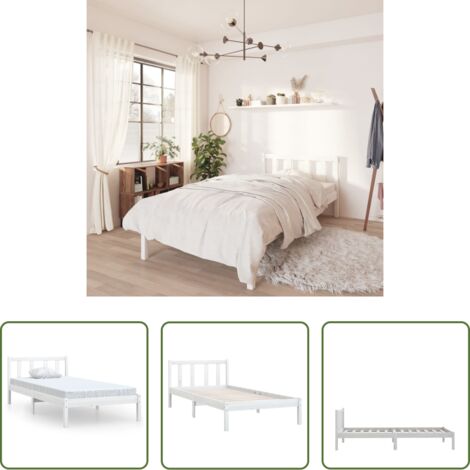 vidaXL Giroletto Bianco in Legno Massello di Pino 90x190 cm Single