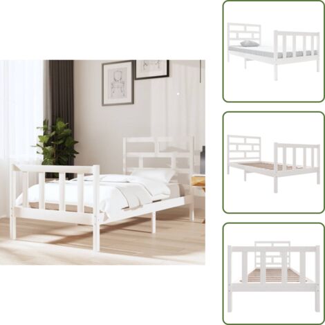 vidaXL Giroletto Bianco in Legno Massello di Pino 90x200 cm