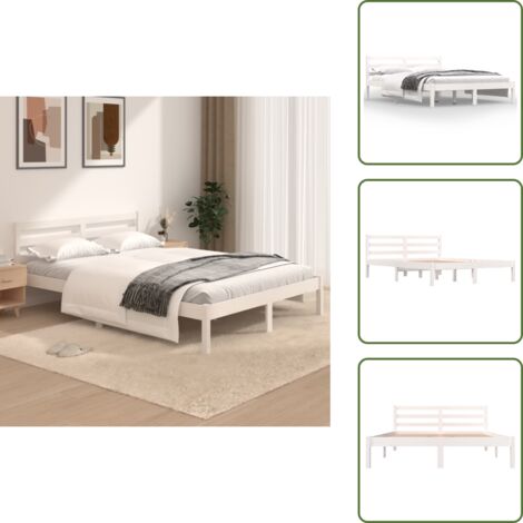 vidaXL Giroletto Bianco Legno Massello di Pino 120x190cm Small Double