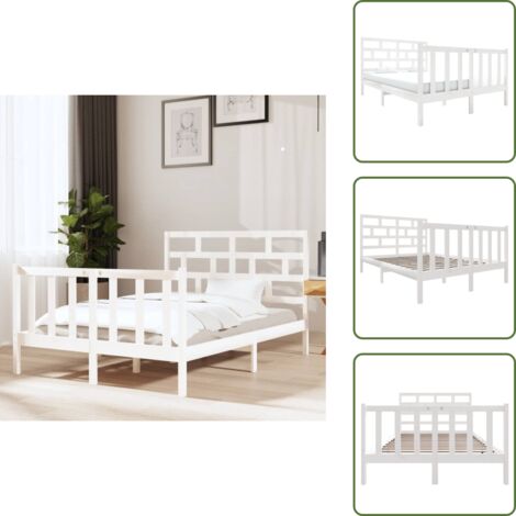 vidaXL Giroletto Bianco Legno Massello di Pino 120x190cm Small Double